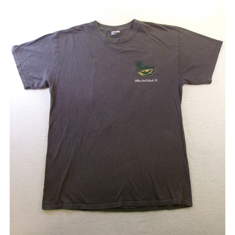 Gildan Hilton Head Island SC Island Six Pack Graphic T-Shirt Gray Mens Large